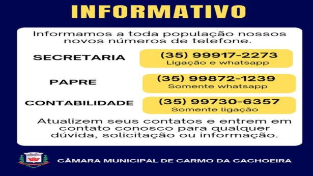 Novos contatos da Câmara