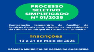 EDITAL DE CONVOCAÇÃO - PROCESSO SELETIVO SIMPLIFICADO nº01/2025 EDITAL DE CONVOCAÇÃO - PROCESSO SELETIVO SIMPLIFICADO nº01/2025